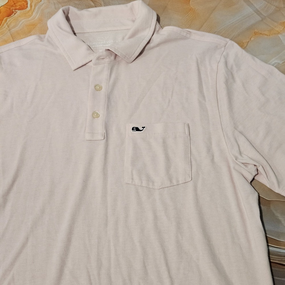 Vineyard Vines Mens Polo Shirt Medium Light Pink Short Sleeve Whale Logo